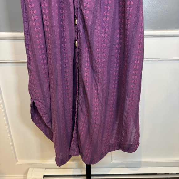 Free People Rodeo Midi Dress Purple Floral Button Front Size M - Picture 5 of 11
